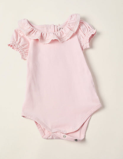 Body + Pinafore Dress with Frills for Newborn Girls, Pink/Blue