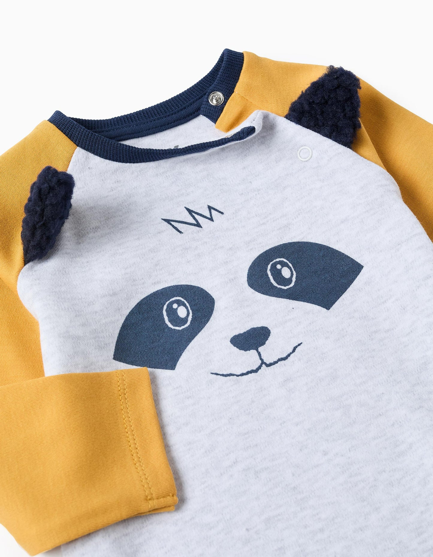 Cotton Pyjama with Ears for Baby Boys, Grey/Yellow