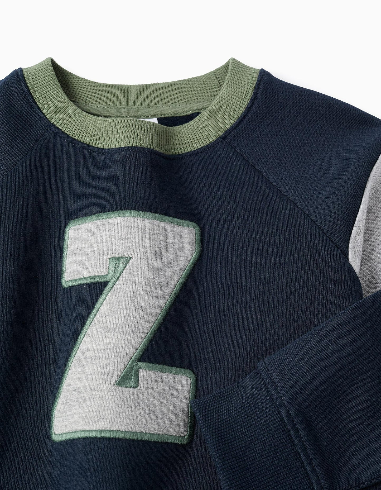 Brushed Sweatshirt with 'Z' Embroidery for Boys, Dark Blue/Green/Grey