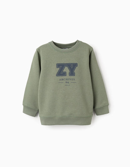 Sweatshirt with Chest Print for Boys 'ZY Archives', Green