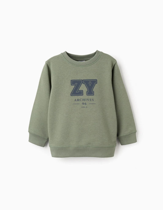 Sweatshirt with Chest Print for Boys 'ZY Archives', Green
