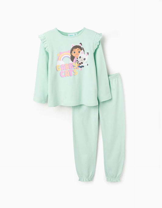 Cotton Pyjama with Ruffles for Girls 'Gabby', Green