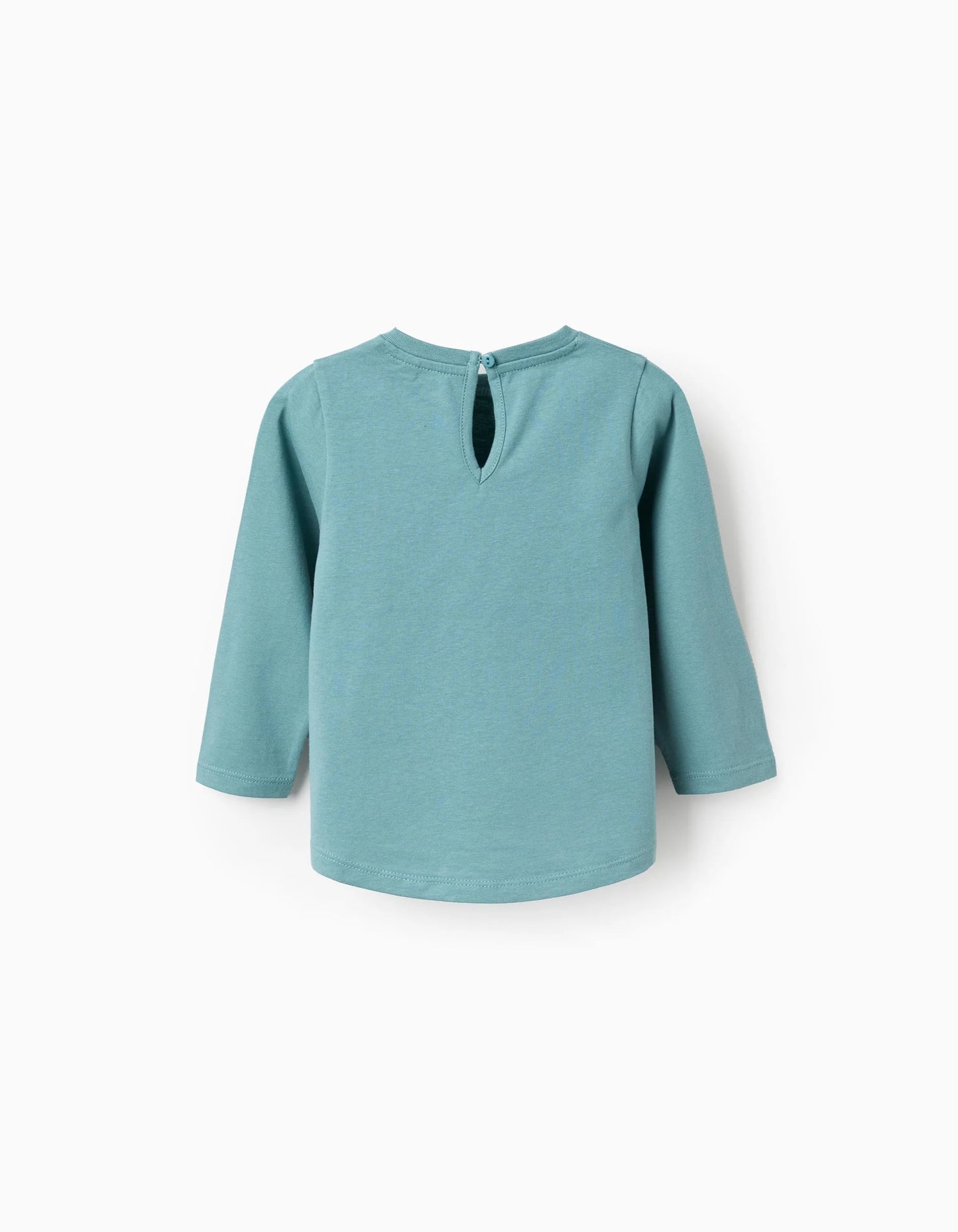 Pack of 2 Long Sleeve T-shirts for Baby Girls, White/Turquoise