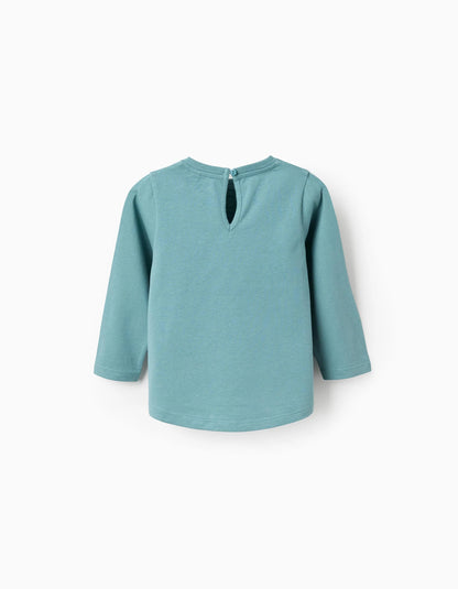 Pack of 2 Long Sleeve T-shirts for Baby Girls, White/Turquoise