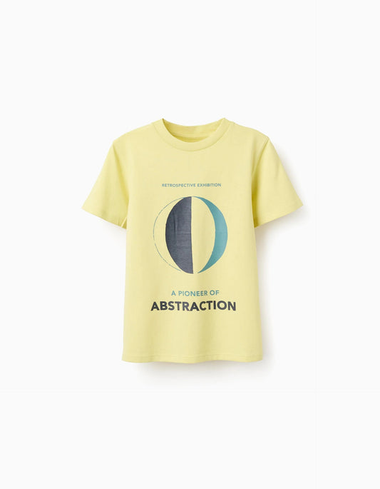 Cotton T-shirt with Front Print for Boys 'Abstraction', Yellow