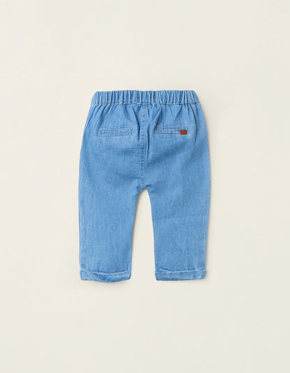 Light Cotton Jeans for Newborns, Blue