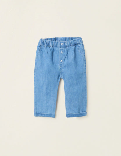 Light Cotton Jeans for Newborns, Blue