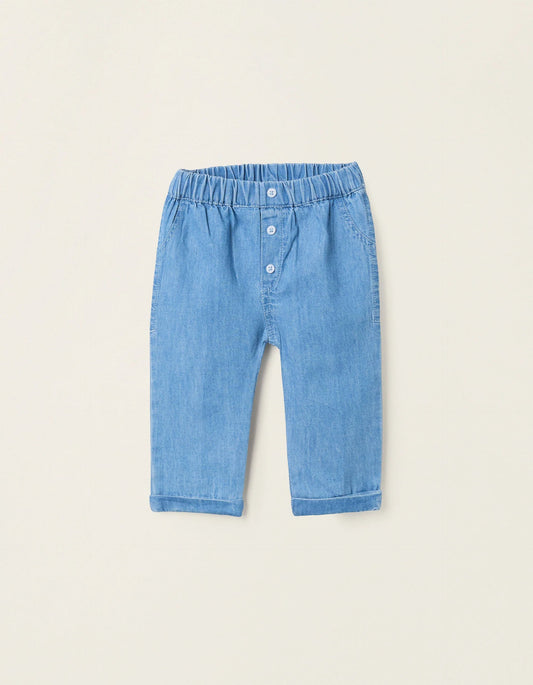 Light Cotton Jeans for Newborns, Blue