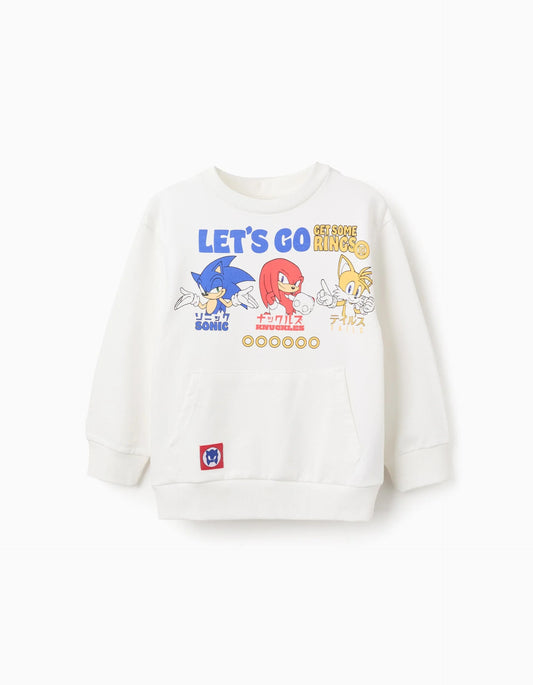 Cotton Sweatshirt for Boys 'Sonic & Friends', White