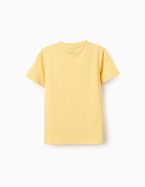 Cotton T-shirt with Print for Boys 'Pikachu', Yellow