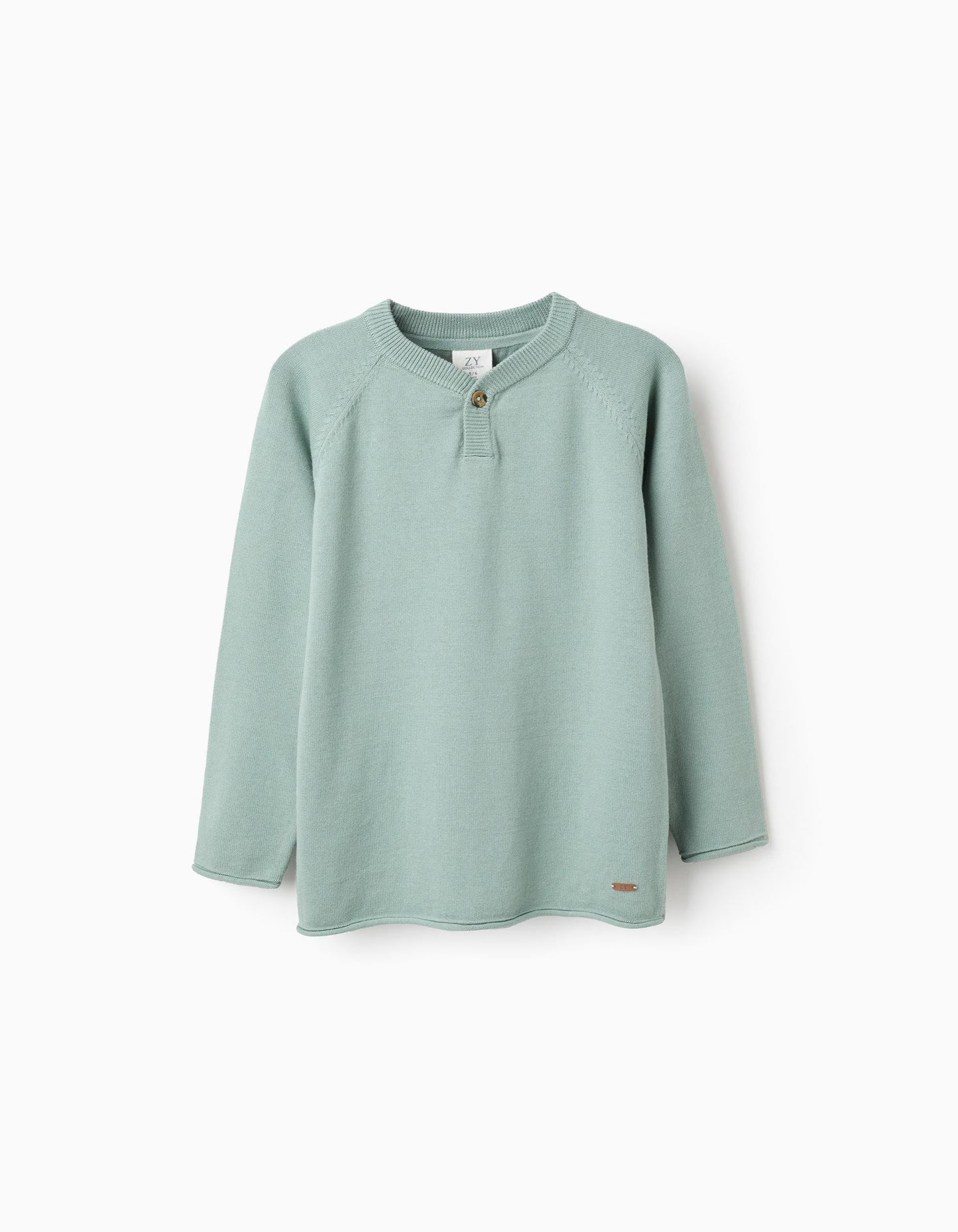 Jumper with Rolled Edges for Boys, Aqua Green