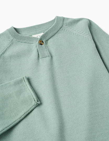 Jumper with Rolled Edges for Boys, Aqua Green
