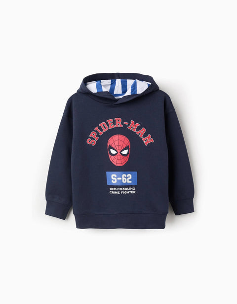 Cotton sweatshirt with hood for boys 'Spider-Man', dark blue