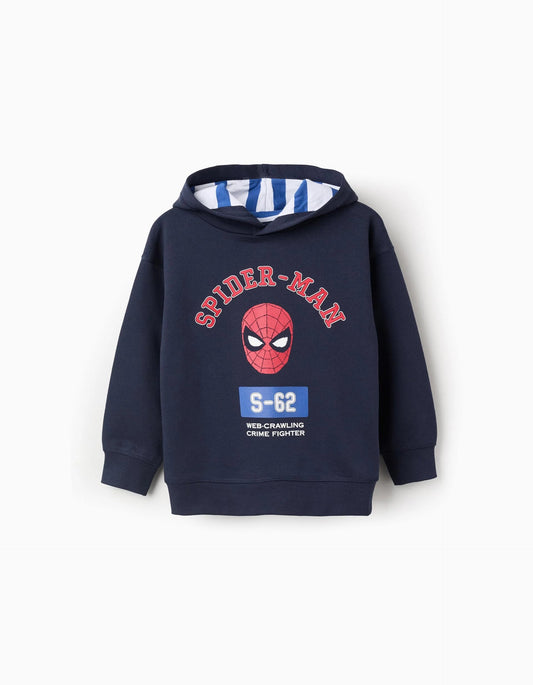 Cotton sweatshirt with hood for boys 'Spider-Man', dark blue