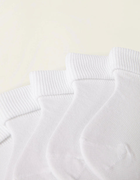 Pack of 5 Pairs of Ribbed Folded Cuff Socks for Babies, White