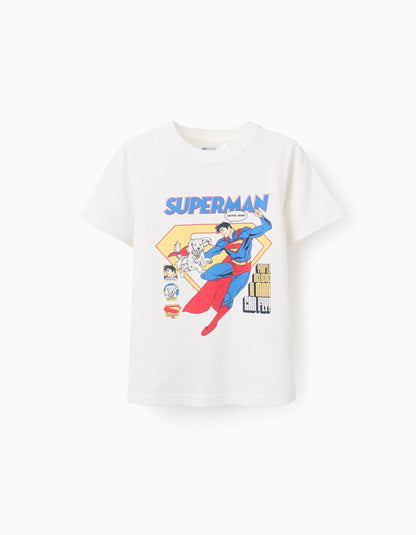 Cotton T-shirt for Boys 'Superman', White