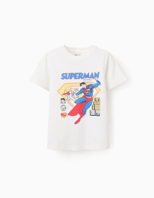 Cotton T-shirt for Boys 'Superman', White