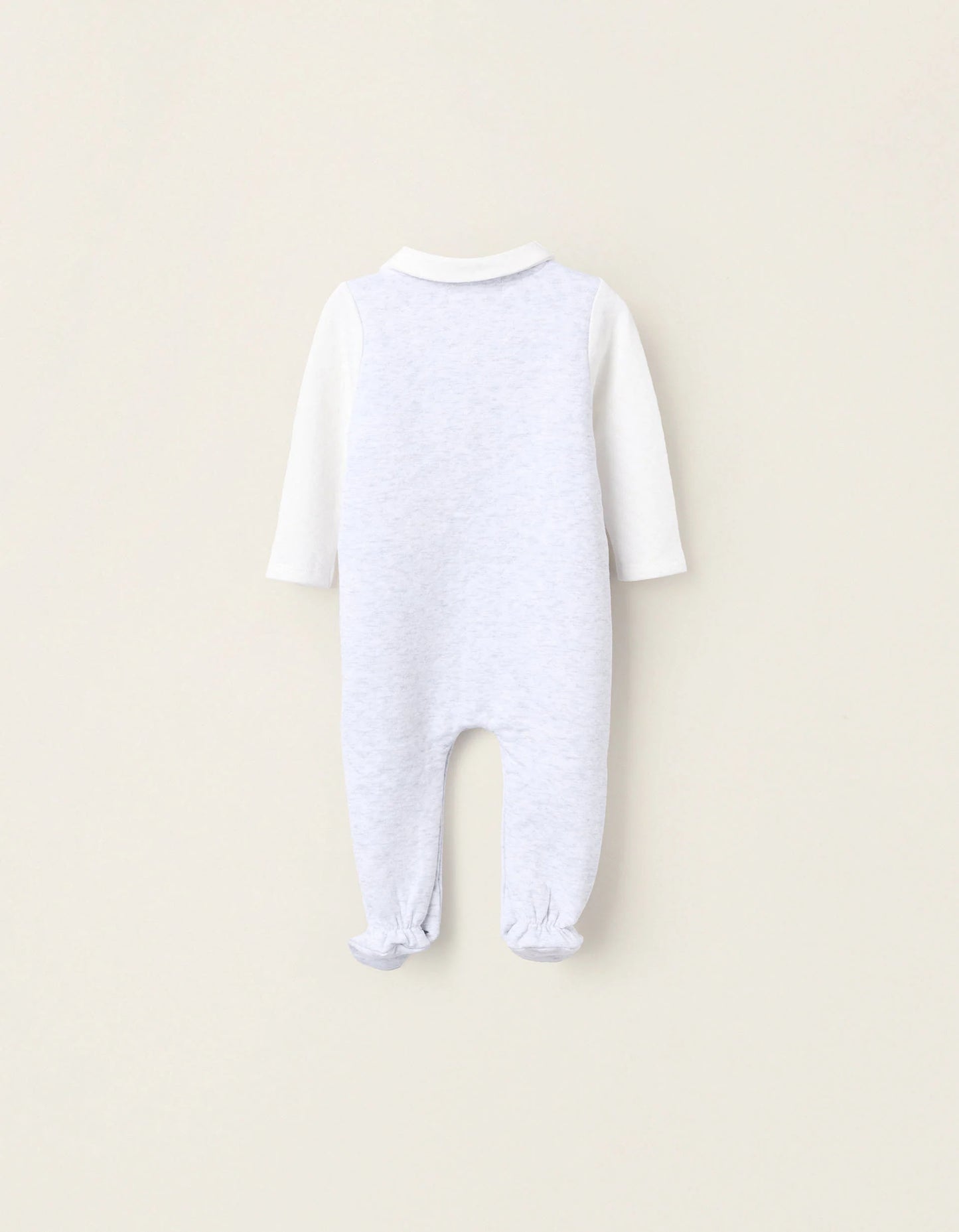 Sleepsuit with Texture for Newborns 'Peek-a-Boo', White/Grey