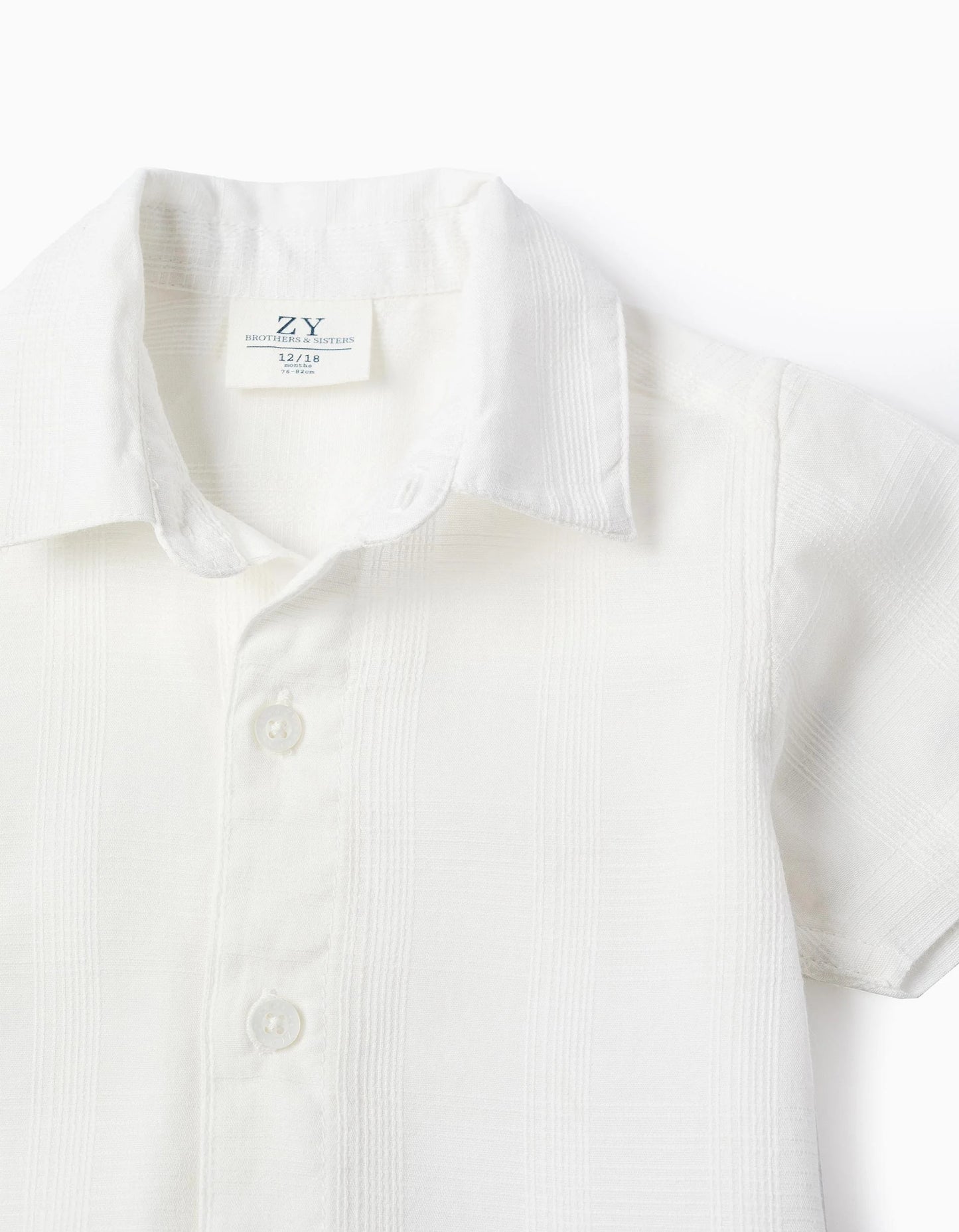 Textured Short Sleeve Shirt for Baby Boys 'B&S', White