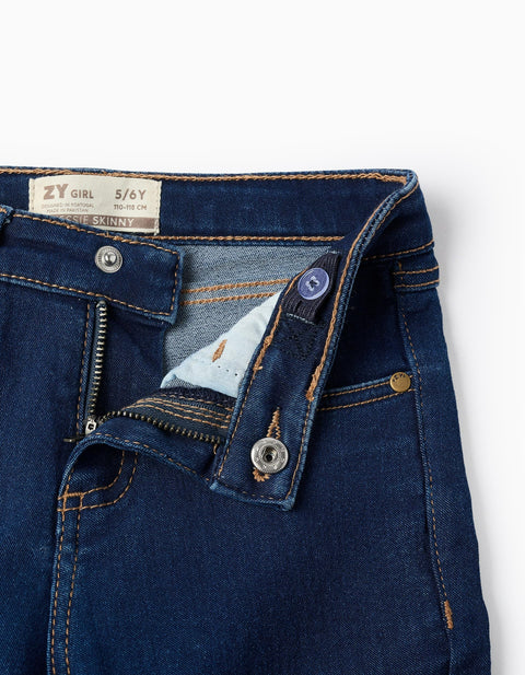 Flexible Skinny Jeans for Girls, Dark Blue