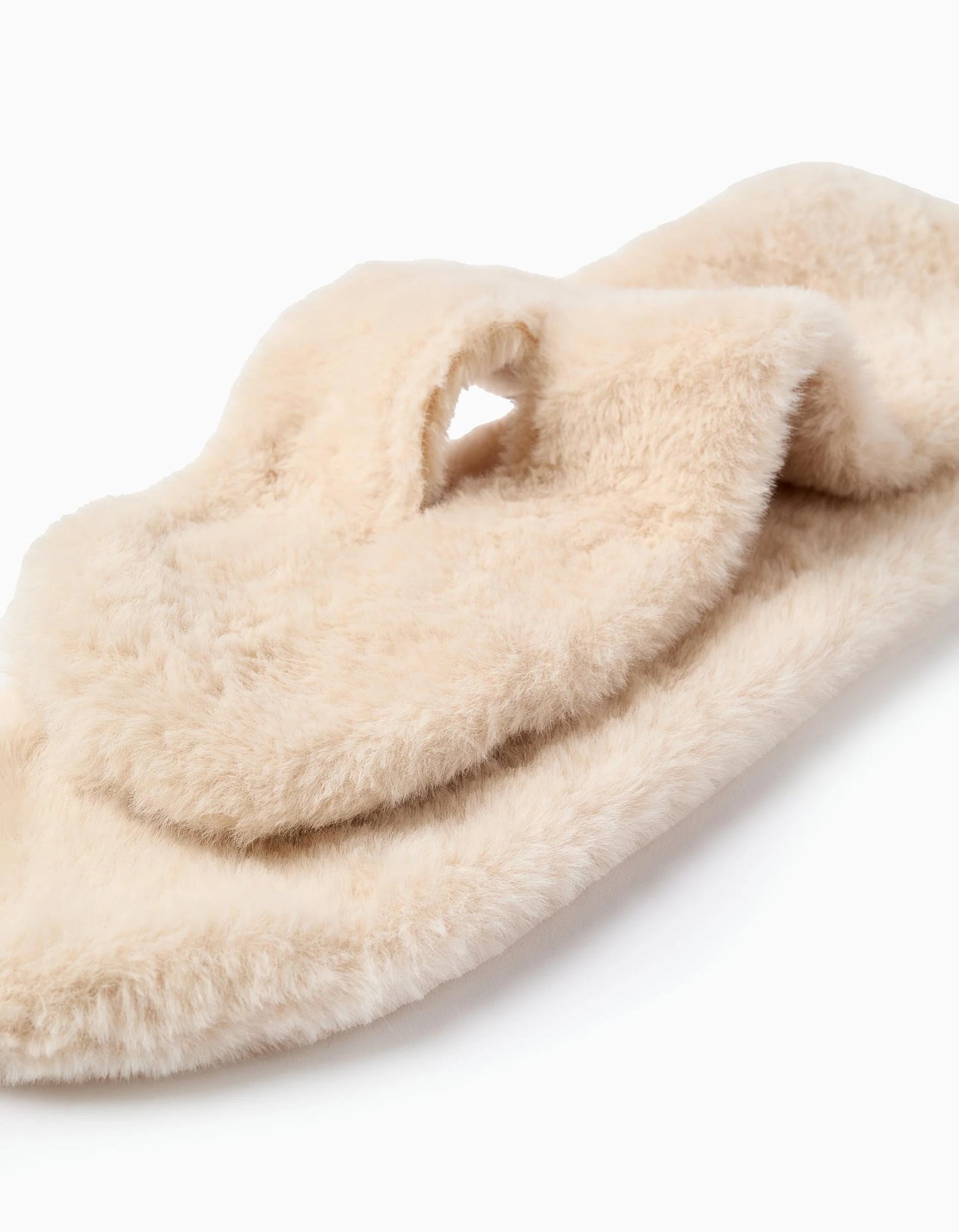 Plush Scarf with Opening for Baby Girls, Beige