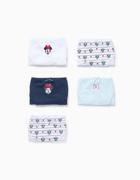 Pack of 5 knickers for Girls 'Minnie', White/Blue