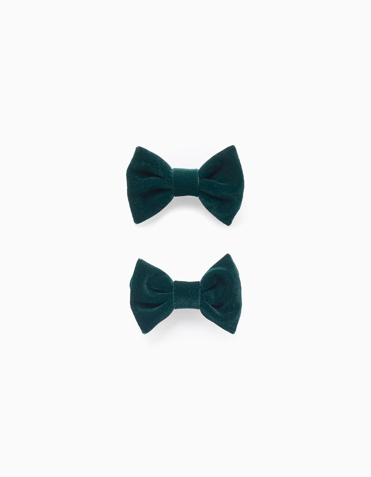 Pack of 2 Velvet Hair Clips for Babies and Girls, Dark Green