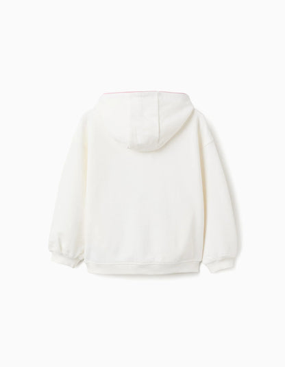 Cotton Hooded Sweatshirt for Girls 'Stitch', White