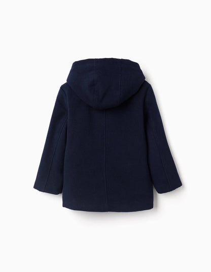 Hooded Overcoat with Quilted Lining You&Me for Boys, Dark Blue