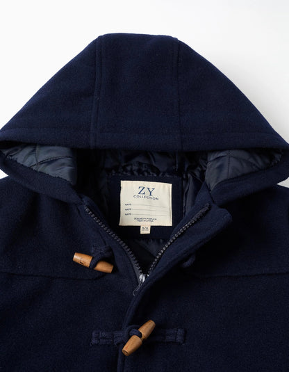 Hooded Overcoat with Quilted Lining You&Me for Boys, Dark Blue