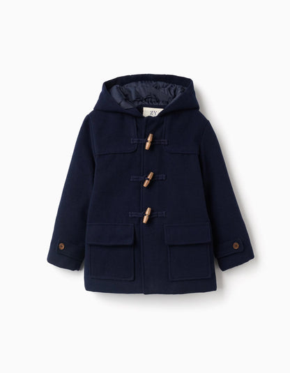 Hooded Overcoat with Quilted Lining You&Me for Boys, Dark Blue