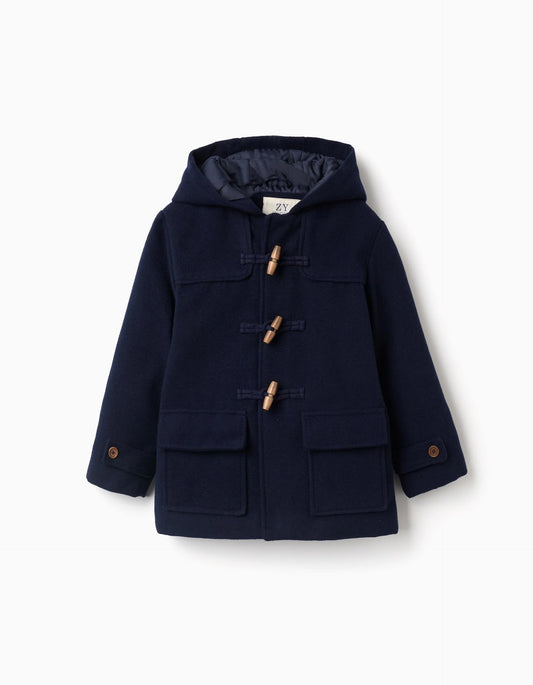 Hooded Overcoat with Quilted Lining You&Me for Boys, Dark Blue