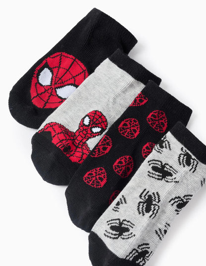 Pack of 4 Pairs of Spider-Man Ankle Socks for Boys, Multicolour
