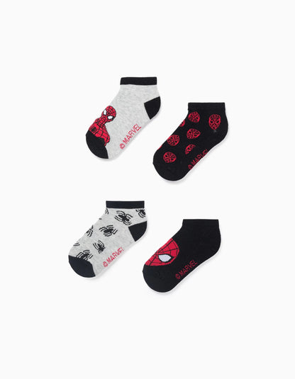 Pack of 4 Pairs of Spider-Man Ankle Socks for Boys, Multicolour