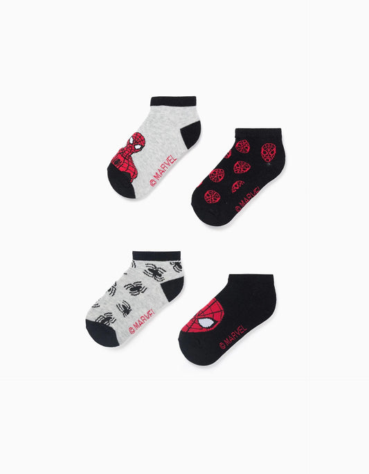 Pack of 4 Pairs of Spider-Man Ankle Socks for Boys, Multicolour