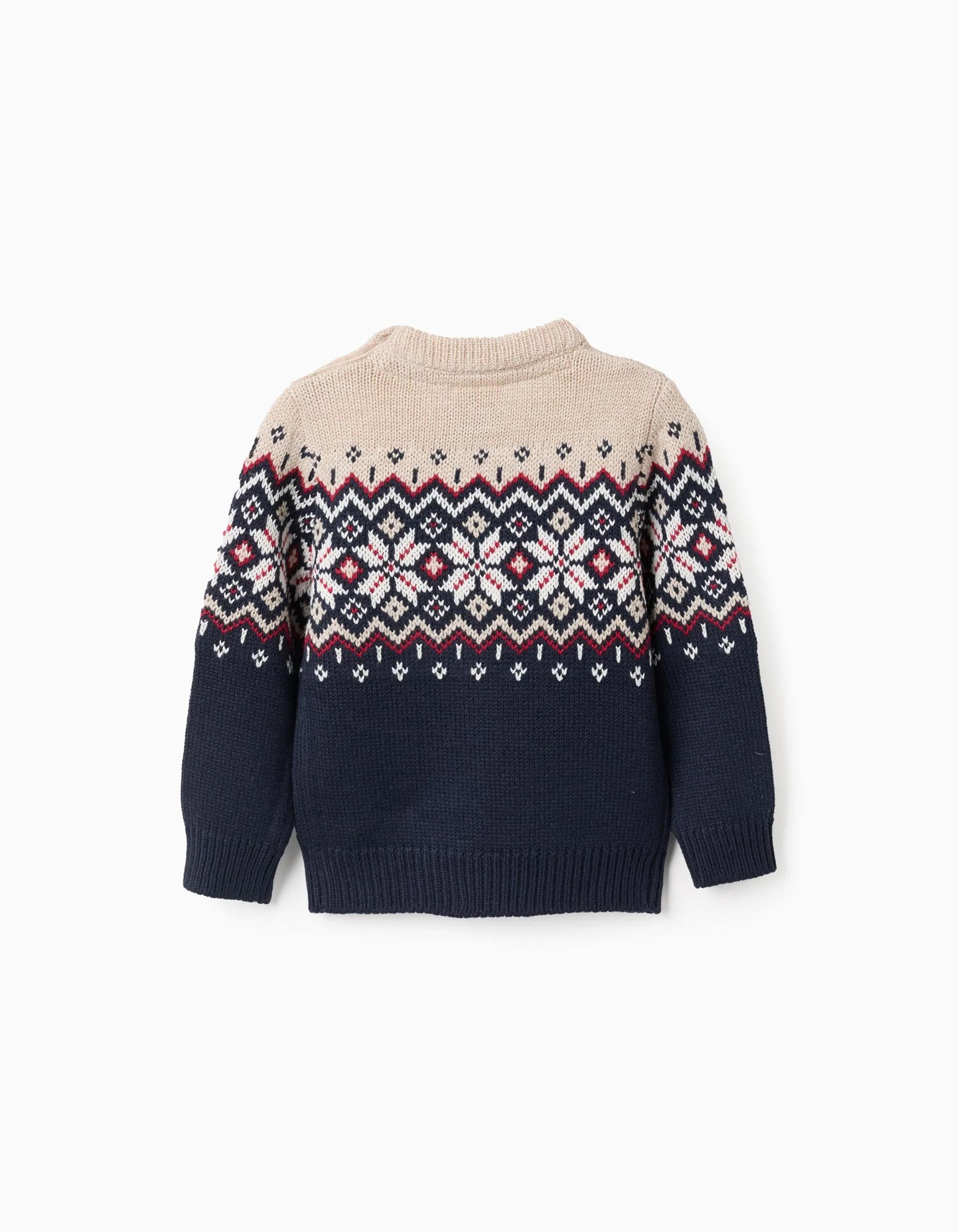 Christmas Jacquard Knitted Jumper for Baby Boys, Blue/Beige