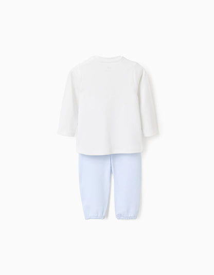 Cotton Pyjamas for Baby Boys 'Family Love', White/Blue
