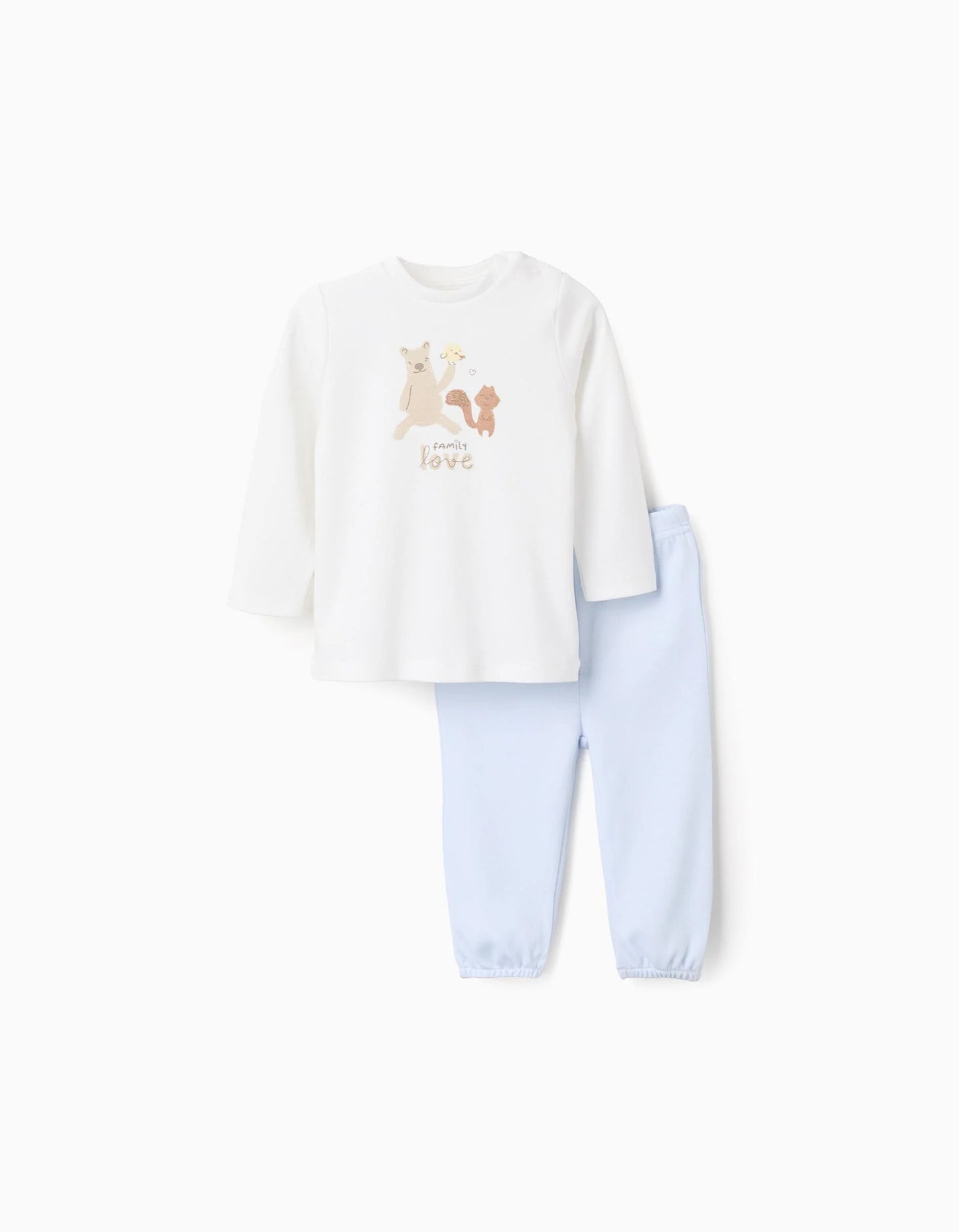 Cotton Pyjamas for Baby Boys 'Family Love', White/Blue