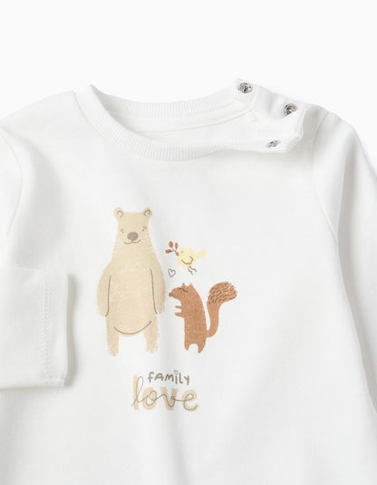 Cotton Pyjamas for Baby Girls 'Family Love', White/Pink