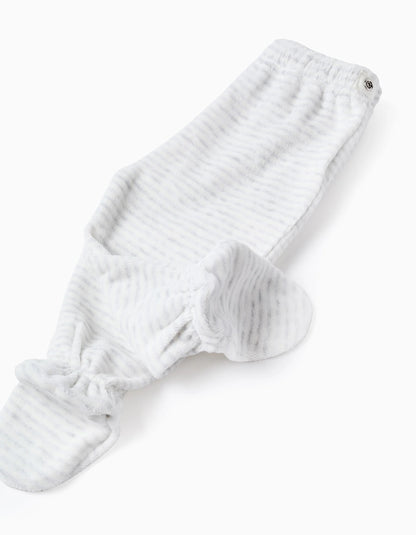 Velour Sweatshirt + Trousers for Newborns 'Cloud', White/Grey