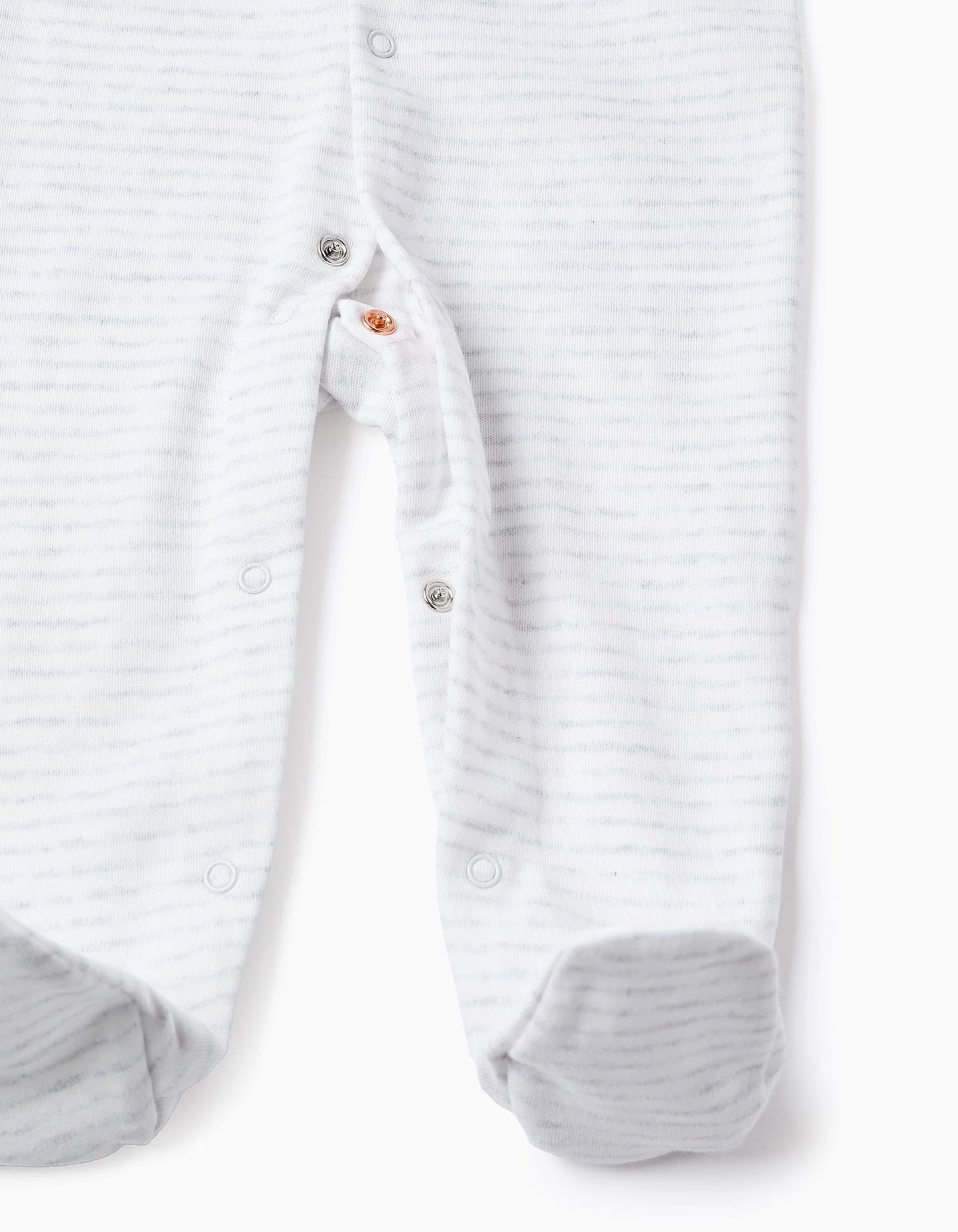 Pack of 2 Cotton Sleepsuits for Newborns 'Peek', White/Grey
