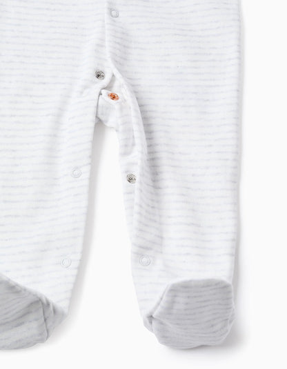 Pack of 2 Cotton Sleepsuits for Newborns 'Peek', White/Grey