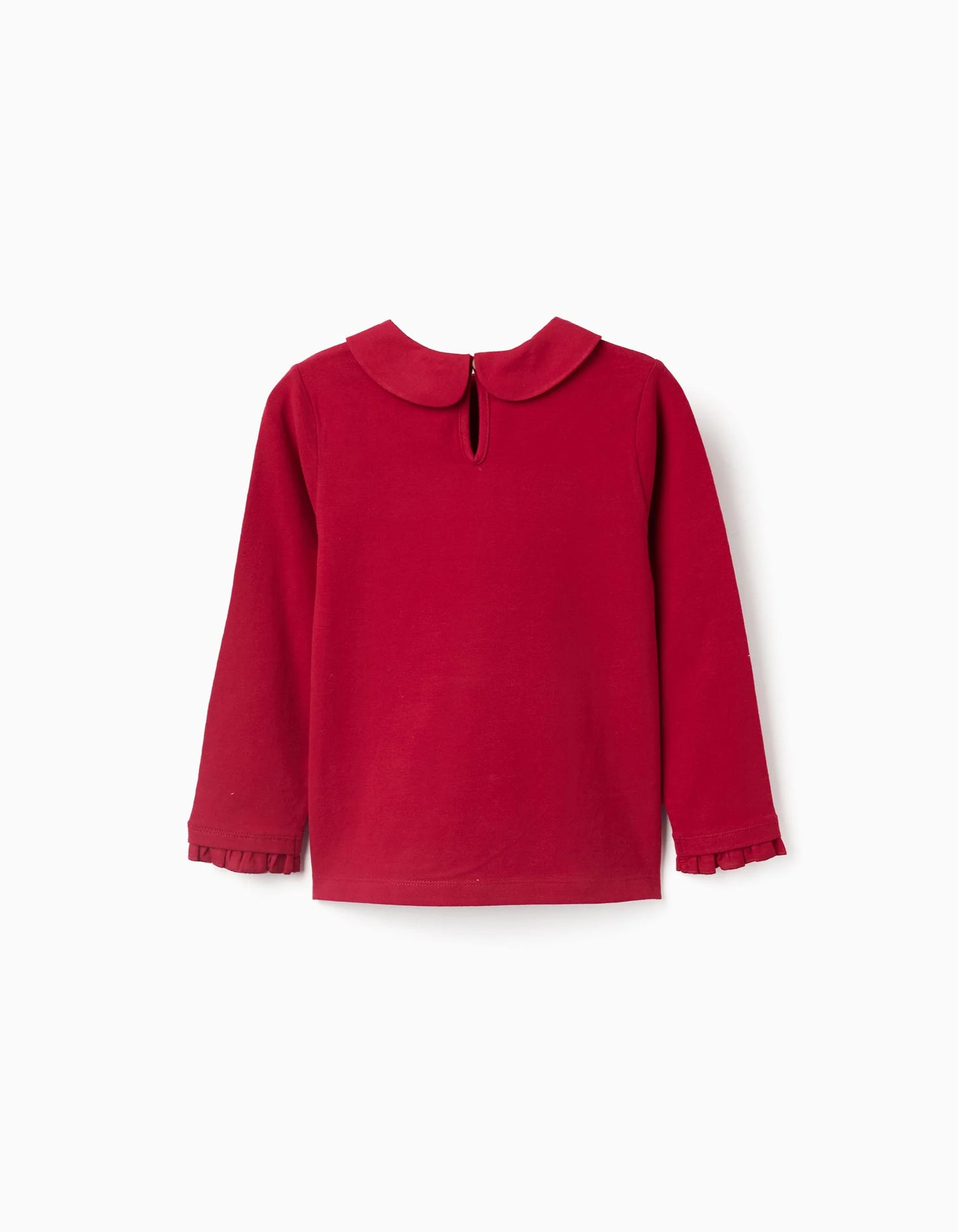 Long Sleeve T-shirt with Pleats and Ruffles for Girls, Red