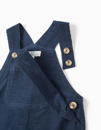 Corduroy Dungarees with Front Pocket 'B&S' for Baby Boys, Dark Blue