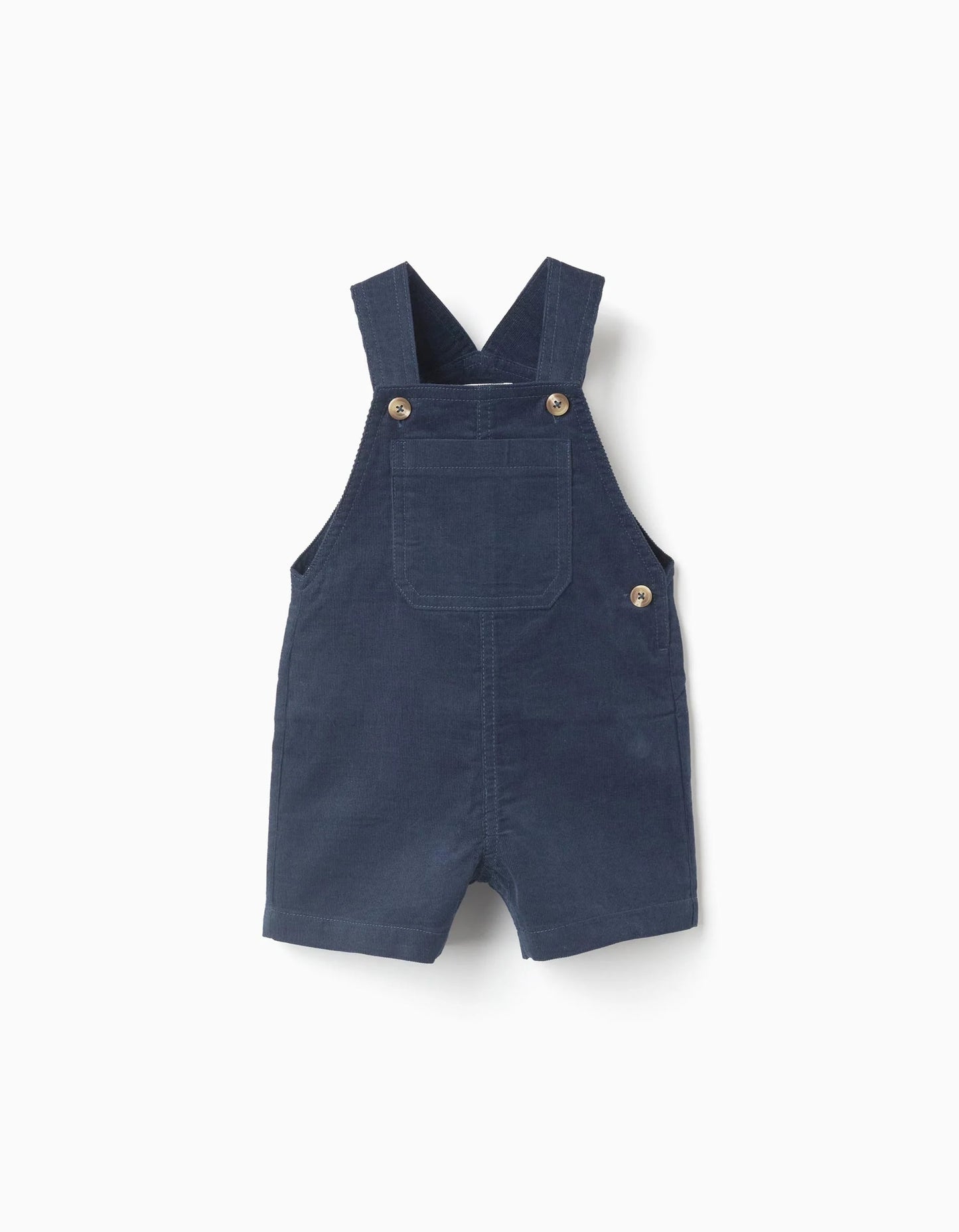 Corduroy Dungarees with Front Pocket 'B&S' for Baby Boys, Dark Blue