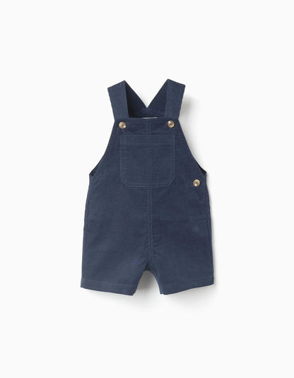 Corduroy Dungarees with Front Pocket 'B&S' for Baby Boys, Dark Blue