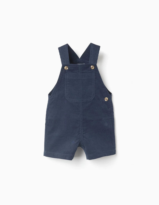 Corduroy Dungarees with Front Pocket 'B&S' for Baby Boys, Dark Blue