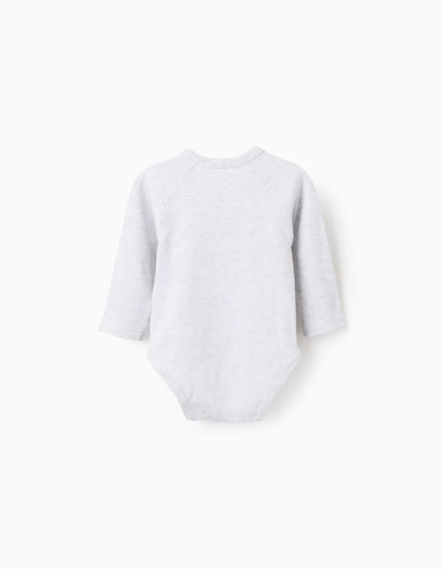 Pack of 4 Wrapover Bodysuits for Newborns and Babies, White/Grey