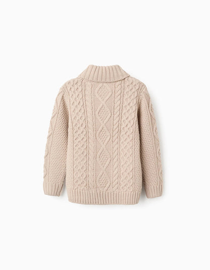 Thick Cable Knit Jumper for Boys, Beige
