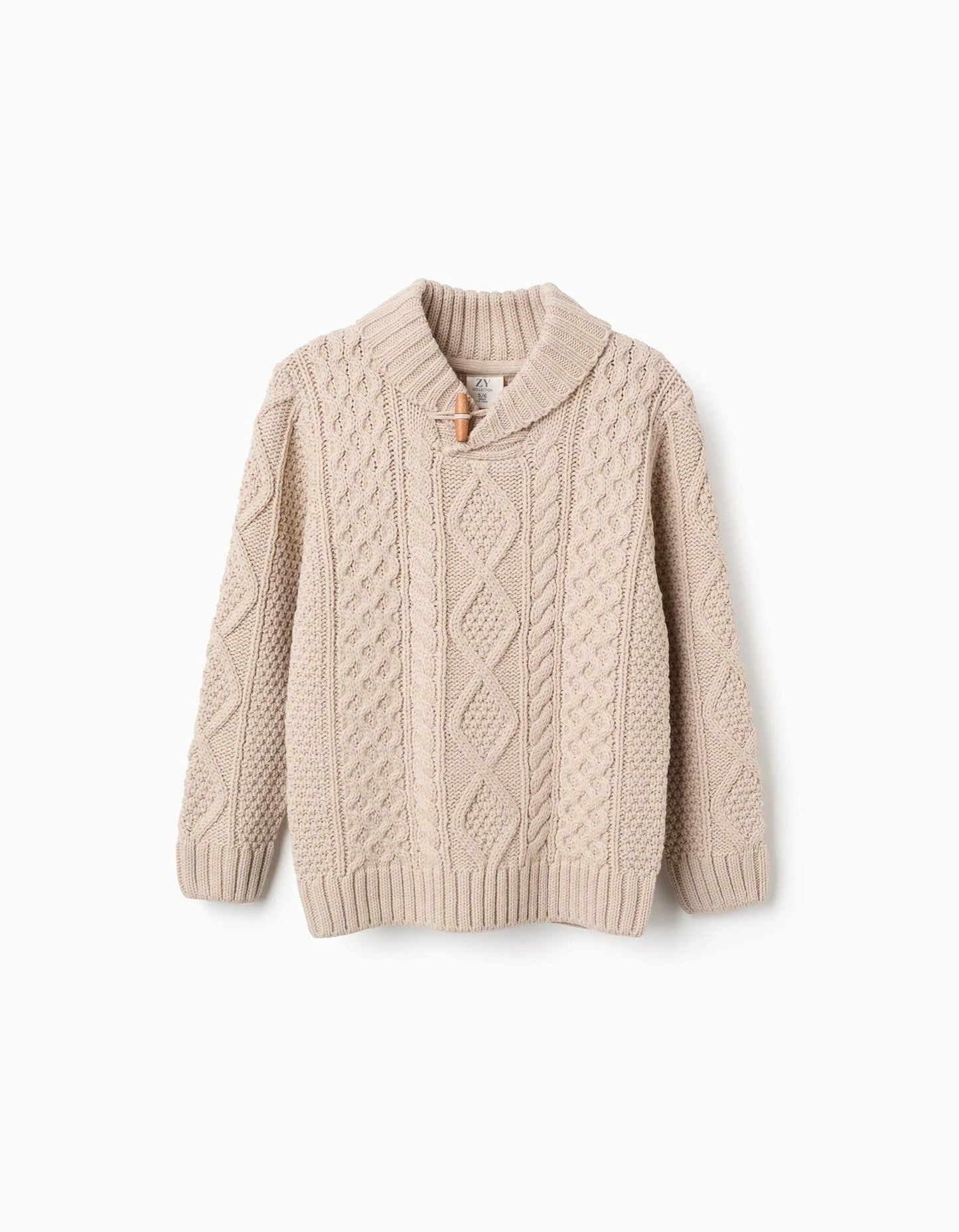 Thick Cable Knit Jumper for Boys, Beige